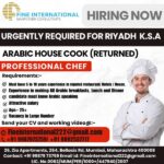 Arabic House Cook Jobs | Professional Chef - Saudi Arabia