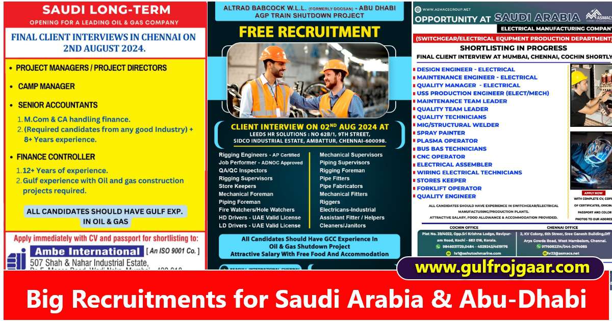 Assignment Overseas | Jobs for Saudi & Abu-Dhabi