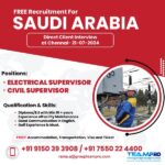 Electrical & Civil Supervisor Jobs in Saudi Arabia