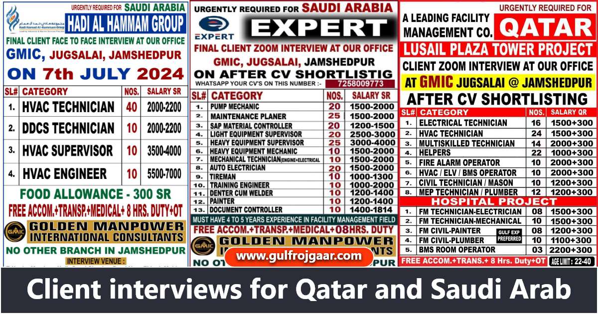 Gulf Jobs Interviews | Qatar and Saudi Arabia