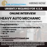 Hiring Now! Heavy Auto Mechanic for K.S.A