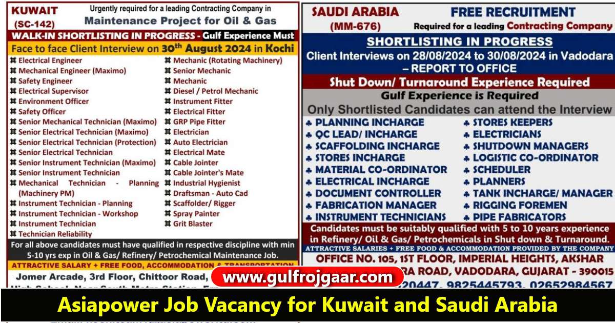 Asia Power Employment Service - 100+ Gulf Jobs