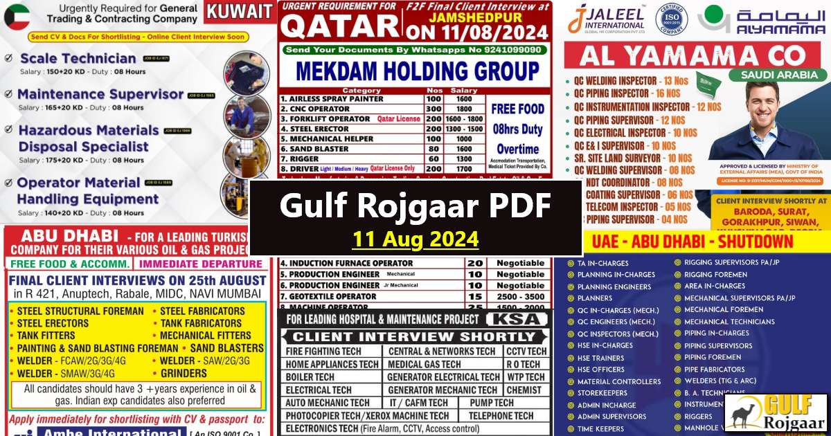 Gulf Rojgar Jobs - 11 Aug 2024 PDF