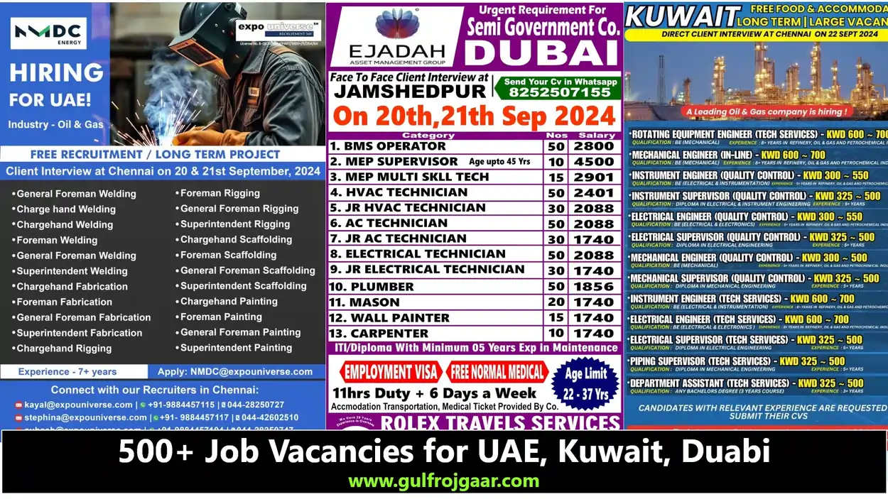 Gulf Jobs | Want for UAE, Kuwait, Dubai