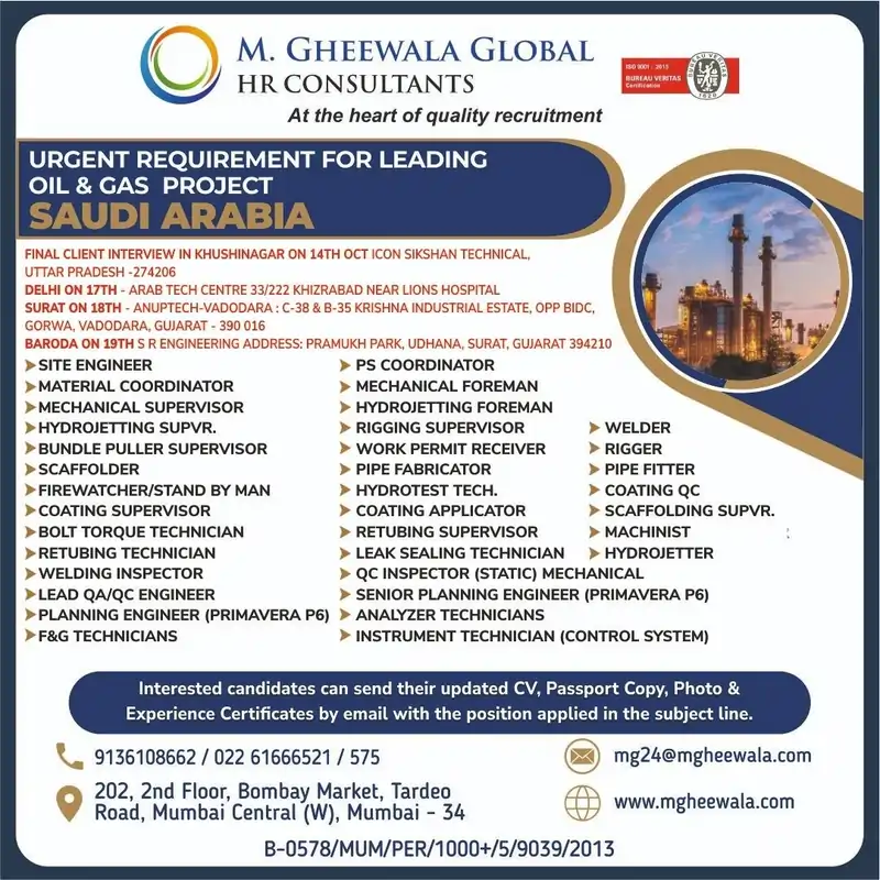 Abroad jobs Oil & Gas Project - Saudi Arabia