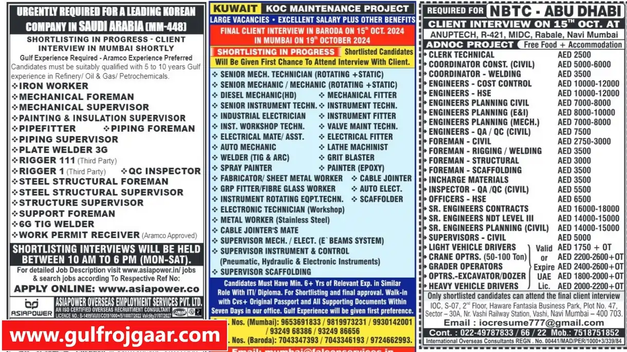 Gulf Job Newspaper | 200+ Jobs for Gulf - Saudi, UAE, Kuwait