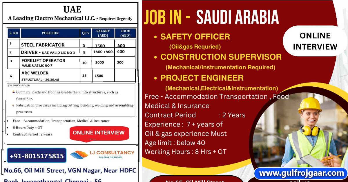 Gulf Jobs | Want for UAE & Saudi Arabia