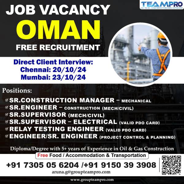 Hiring Permit holder for Oman - Free Recruitment