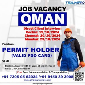 Hiring Permit holder for Oman - Free Recruitment