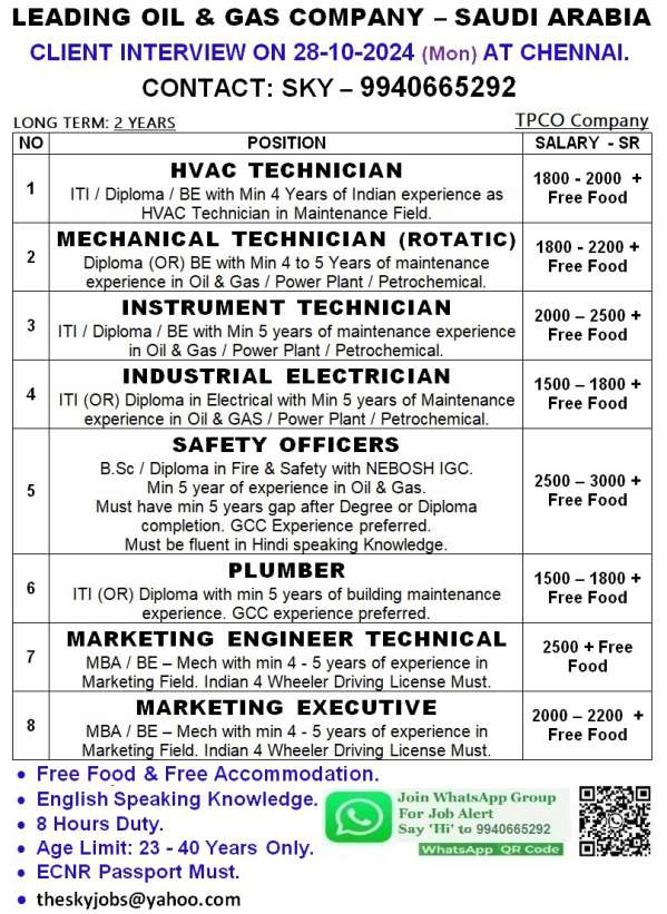 Jobs for Saudi Arabia - TPCO Company