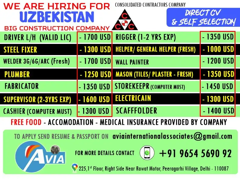 Job Opportunities in Uzbekistan - Construction