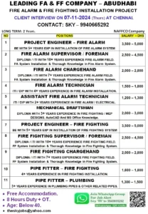 Jobs for FA & FF Company in Abu Dhabi