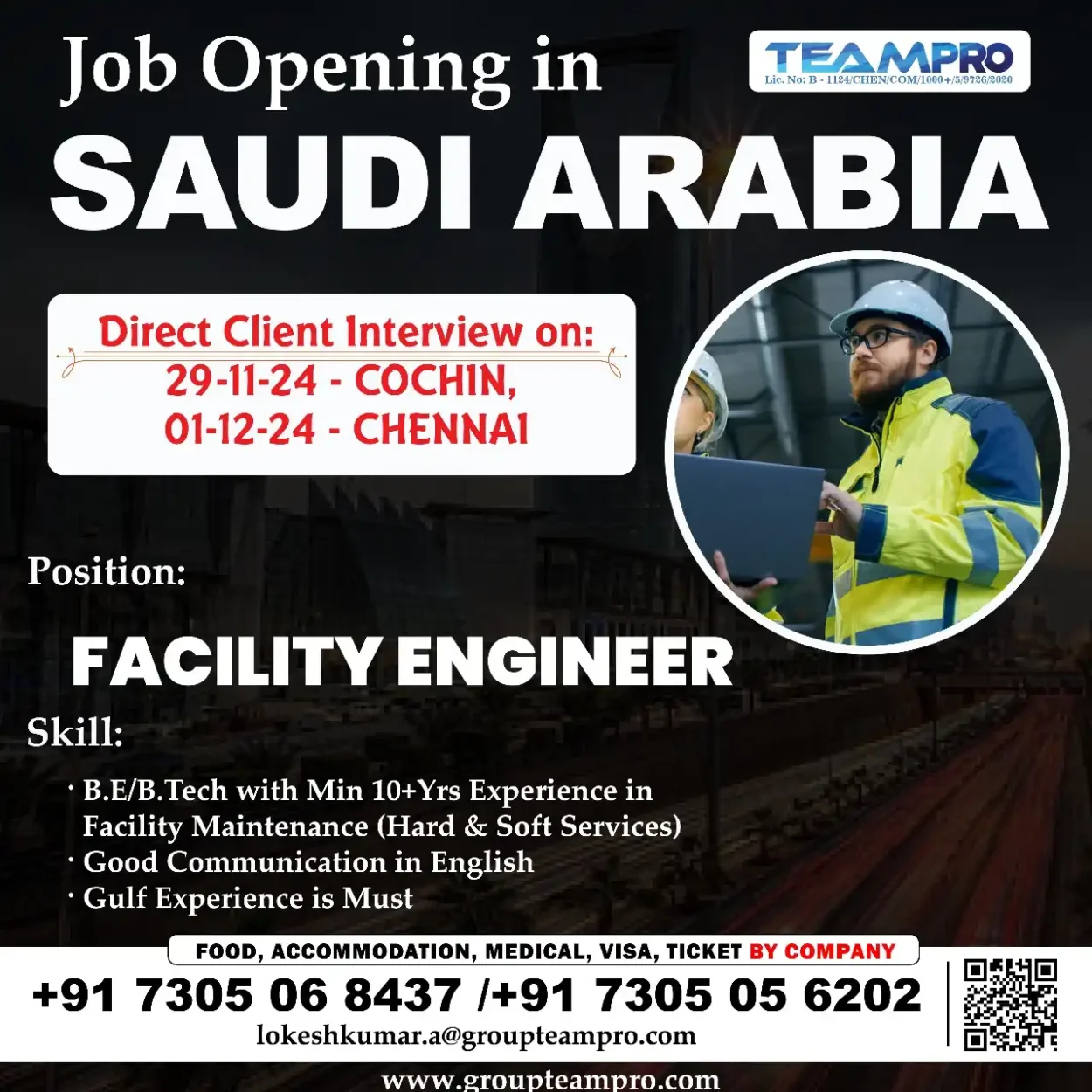 Jobs for Facility Engineer in Saudi Arabia