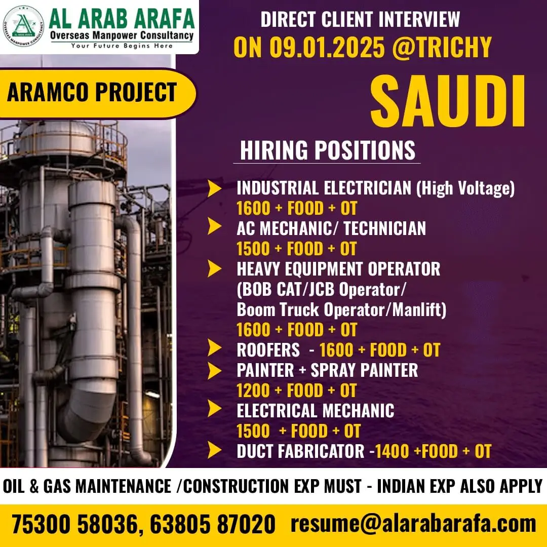 ARAMCO Project (Oil & Gas MaintenanceConstruction) – Saudi Arabia