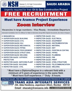 Free Recruitment for NSH Saudi Arabia