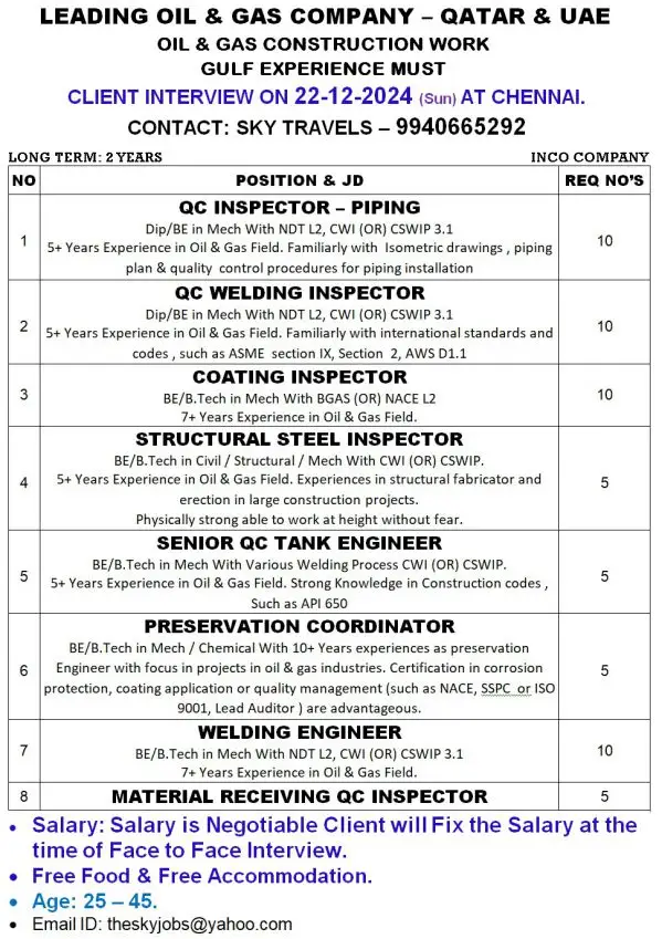 Gulf Job Chennai