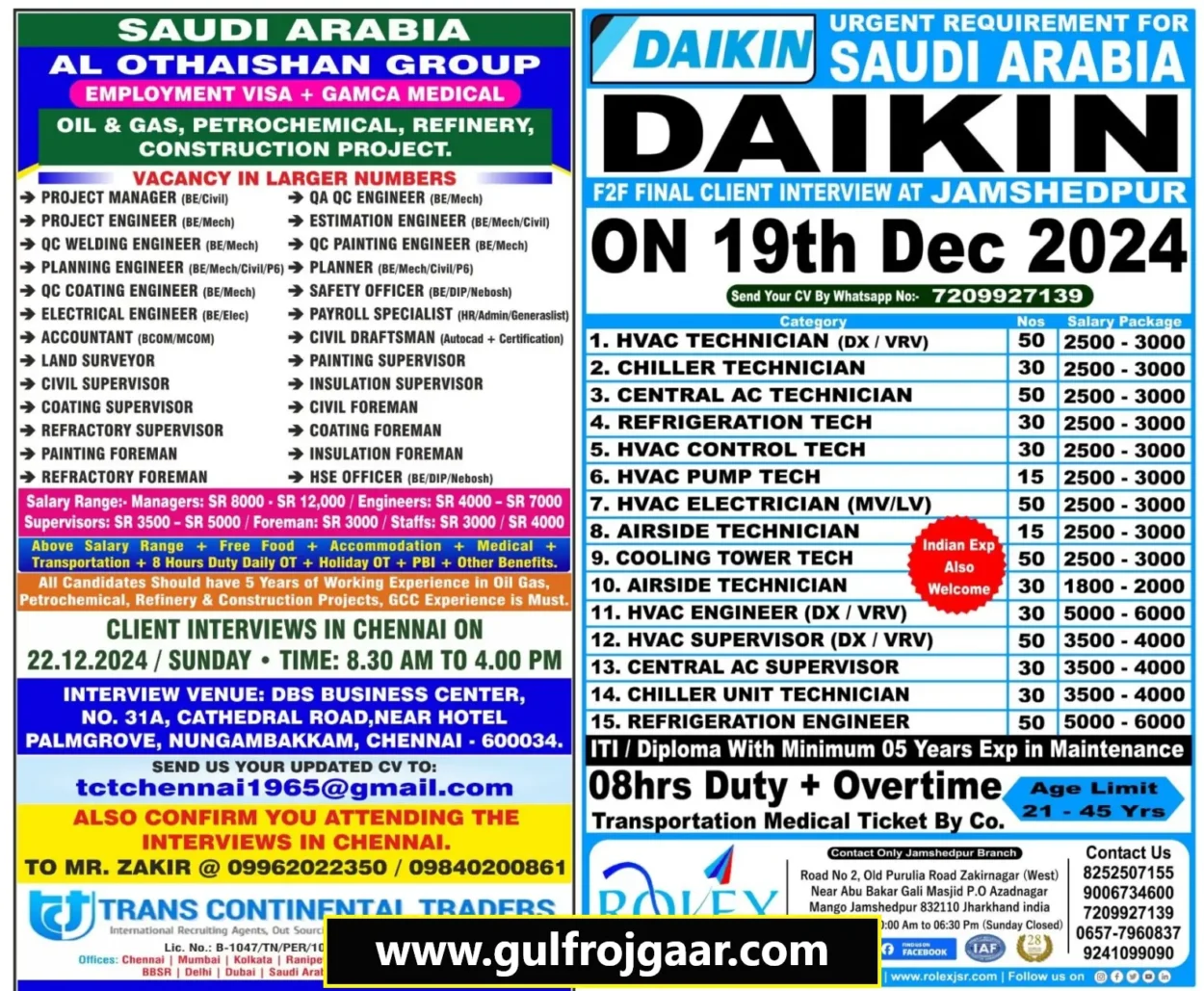 Gulf job vacancy Saudi Arabia Client Interview