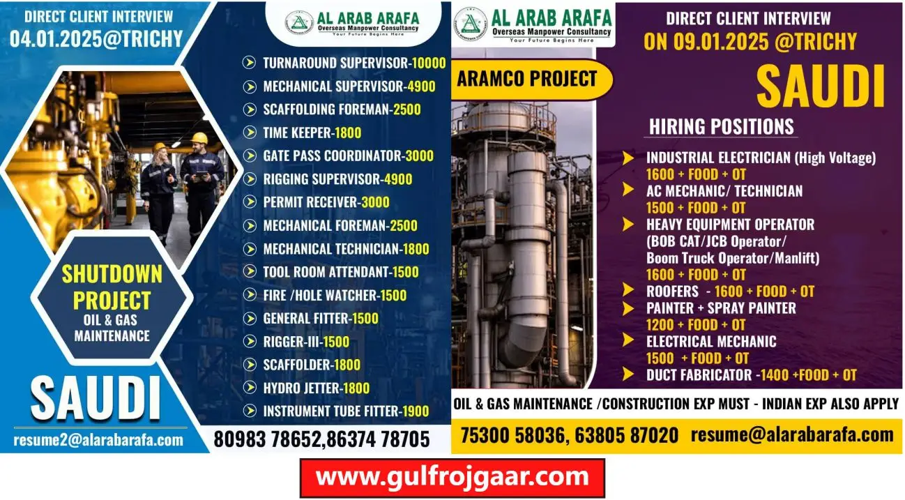 Job for Trichy Saudi Arabia jobs - Oil & Gas