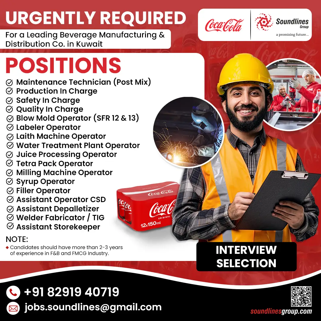 Urgently Hiring for Kuwait - Soundlines Group