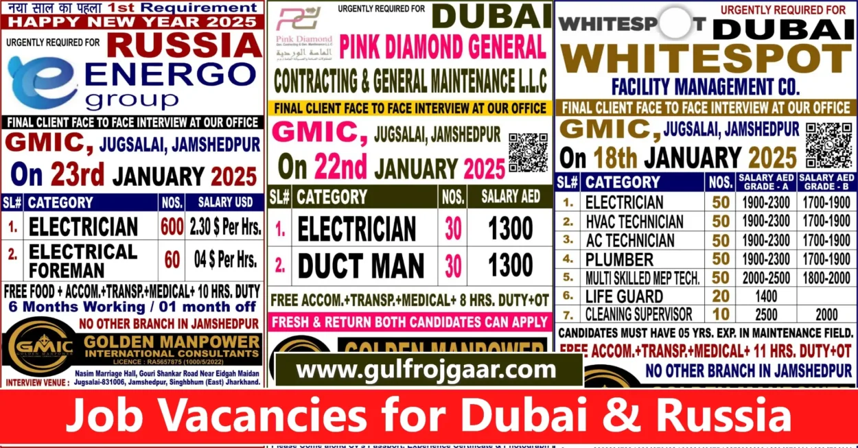 Assignment abroad times Dubai & Russia jobs