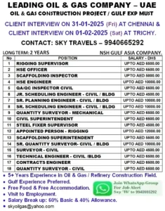 UAE Job vacancy NSH Gulf Asia Company