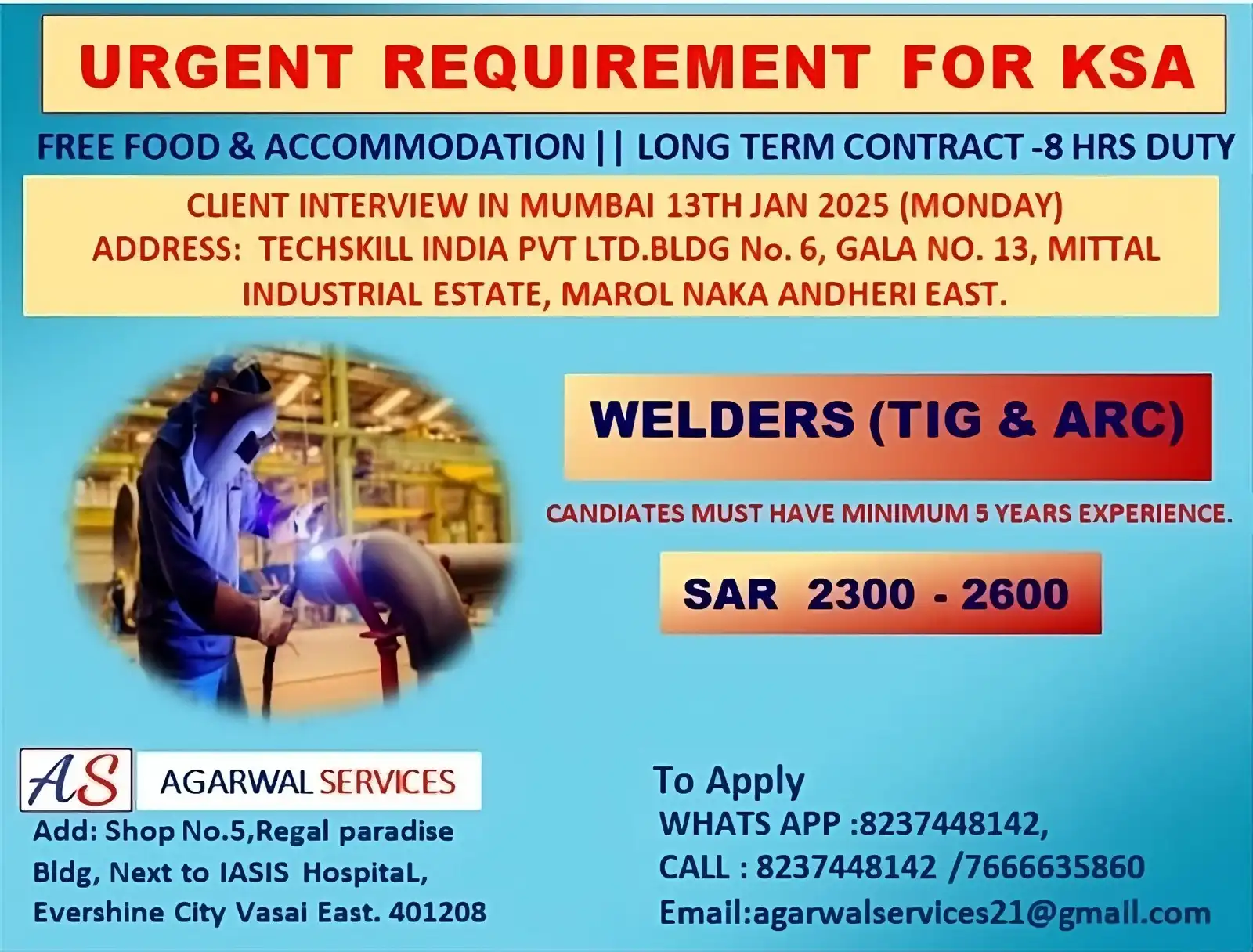 Welder Jobs in Saudi Arabia - TIG ARC