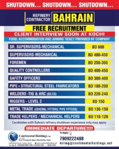 Hiring for Bahrain