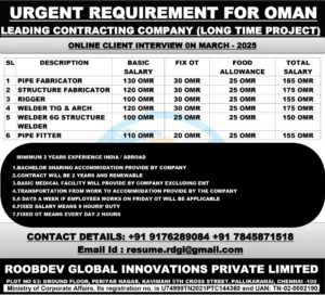 Hiring for Oman - Large Vacancies