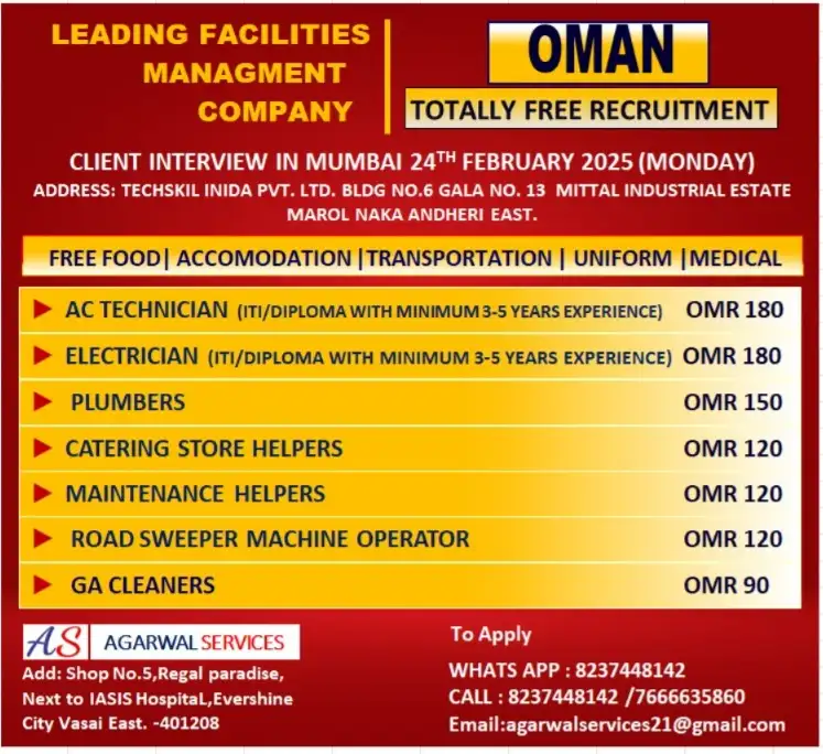 Oman Free Recruitments - Facility Management