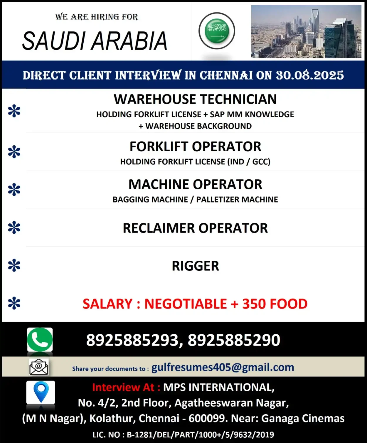 Jobs for Saudi Aabia - Multiple positions