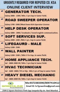 Job Interview for Saudi Arabia - Mumbai