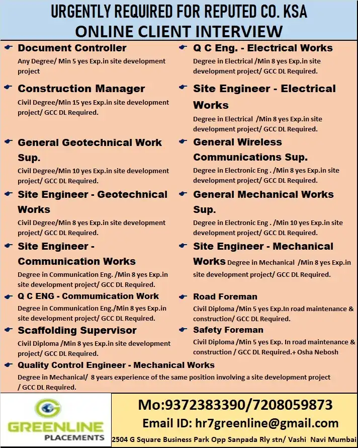 Hiring for Saudi Arabia - Apply Now