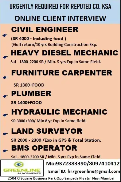 Hiring for Saudi Arabia - Apply Now