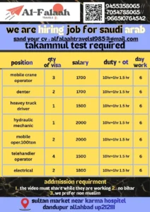 Want for Saudi Arabia -Apply now