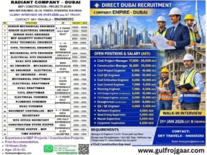 Construction and MEP jobs in Dubai