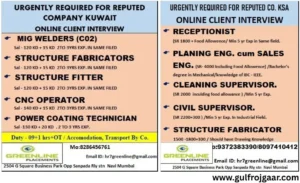 Gulf job vacancies - Kuwait & Saudi Arabia