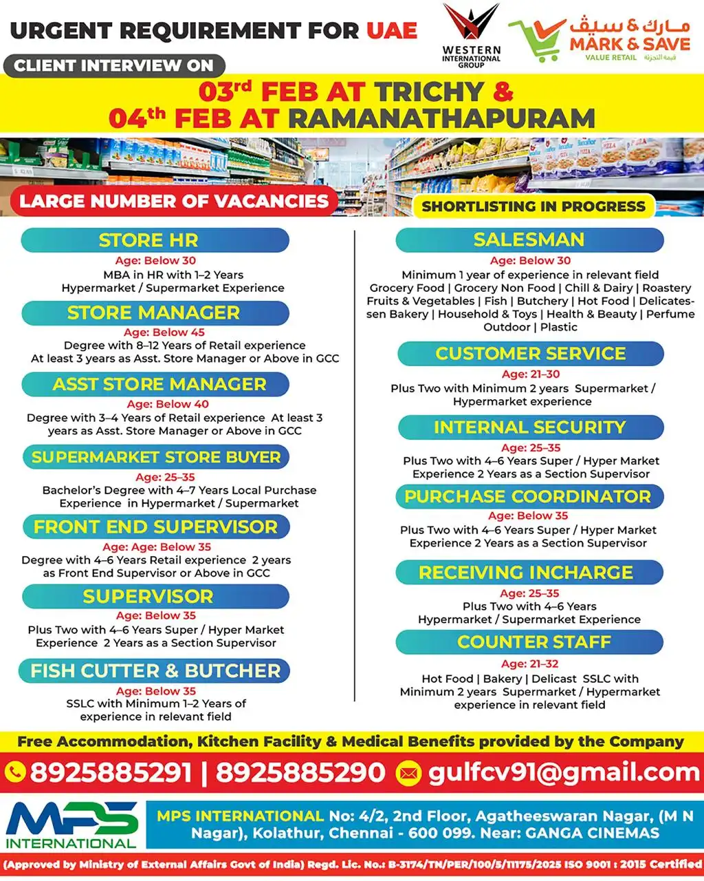 job openings for UAE and Saudi Arabia UAE RETAIL SUPERMARKET HIRING