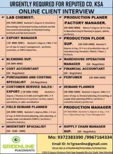 Jobs for Saudi Arabia - Online Interview