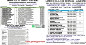 Jobs for Abu Dhabi & Saudi Arabia