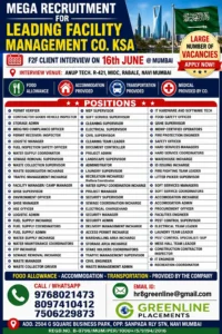 Mega Recruitment for Saudi Arabia - Facility Management Direct Client Interview for KSA – Leadership & Management Vacancies