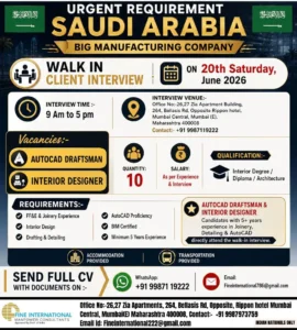 AutoCAD Draftsman & Interior Designer Jobs in Saudi Arabia Walk-In Interview