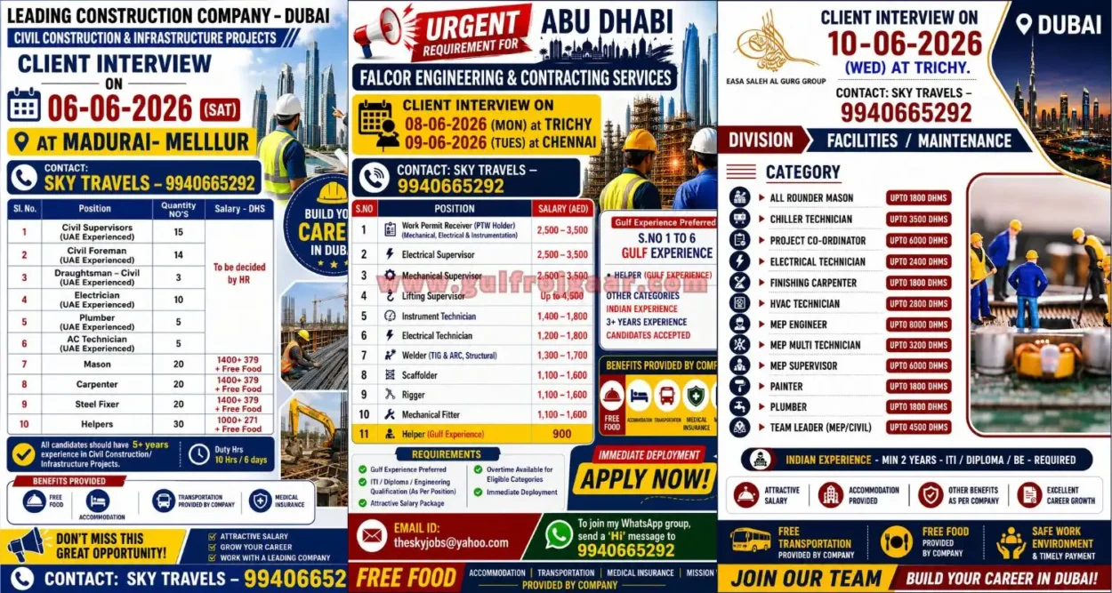 Dubai and Abu Dhabi job vacancies - Client Interview