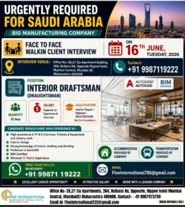 Hiring Interior Draftsman for Saudi Arabia