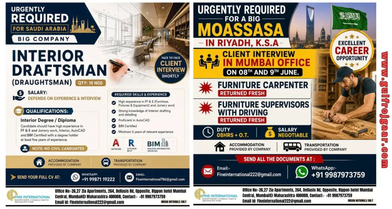 Saudi Arabia jobs Interview in Mumbai