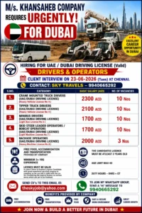 Urgent Hiring for Dubai – Drivers & Operators