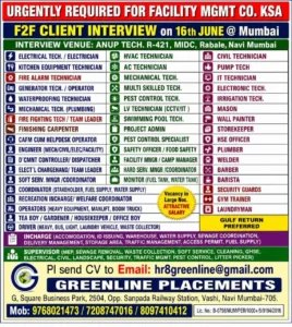 Want for Saudi Arabia - Facility Management Company