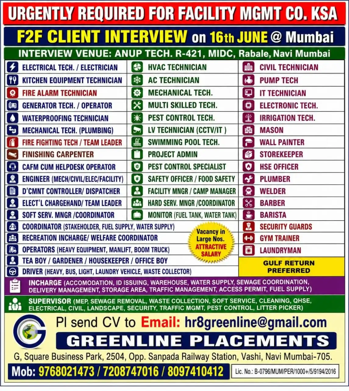 Want for Saudi Arabia - Facility Management Company