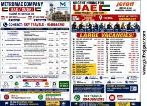 UAE Oil & Gas jobs MetroMac & Jereh Oil & Gas Engineering Company