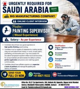 Painting Supervisor Jobs in Saudi Arabia - Manufacturing Company