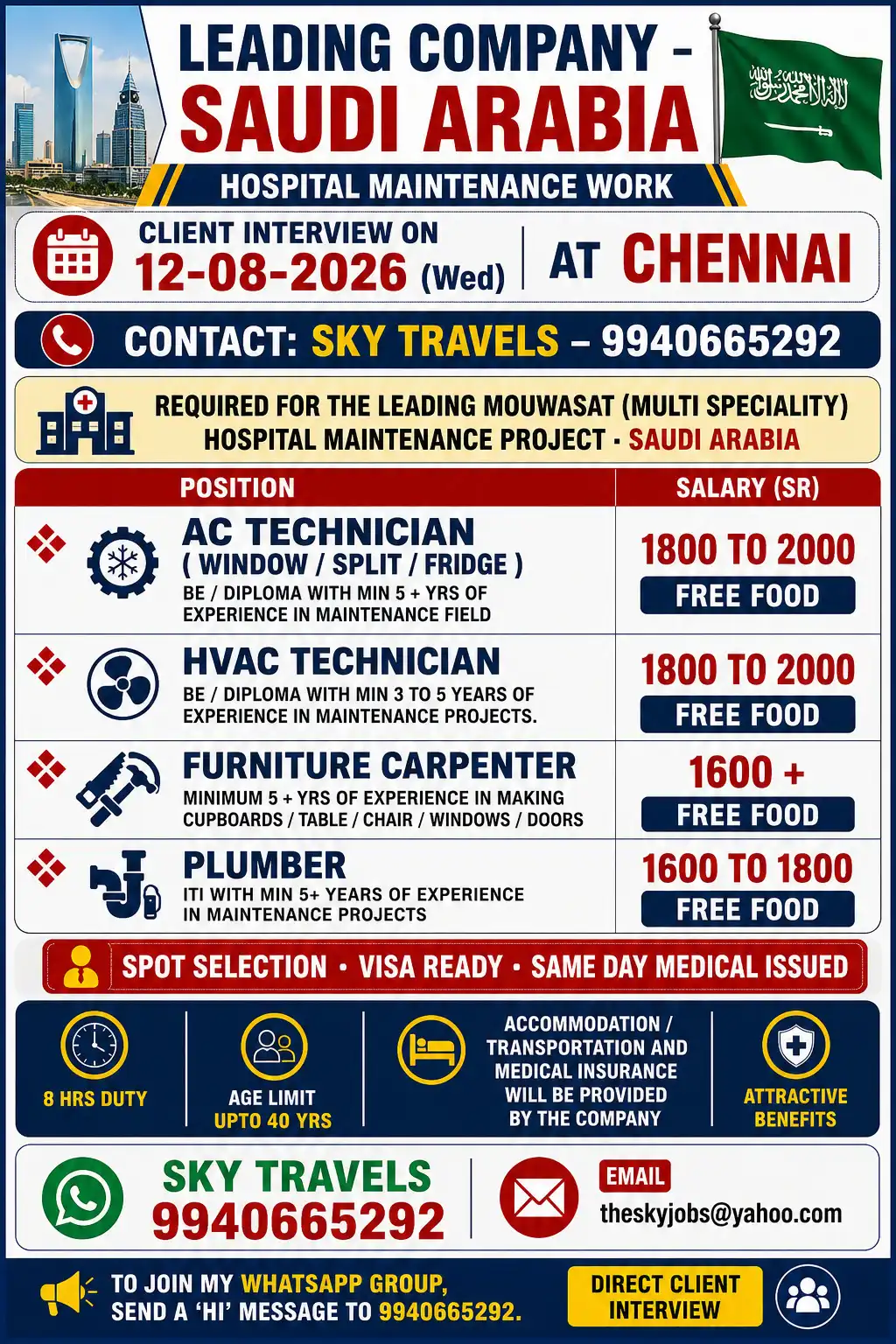 Saudi Arabia and Dubai jobs Saudi Arabia – Hospital Maintenance Jobs